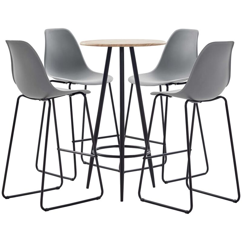 

Juego de mesa alta y taburetes 5 piezas plástico gris