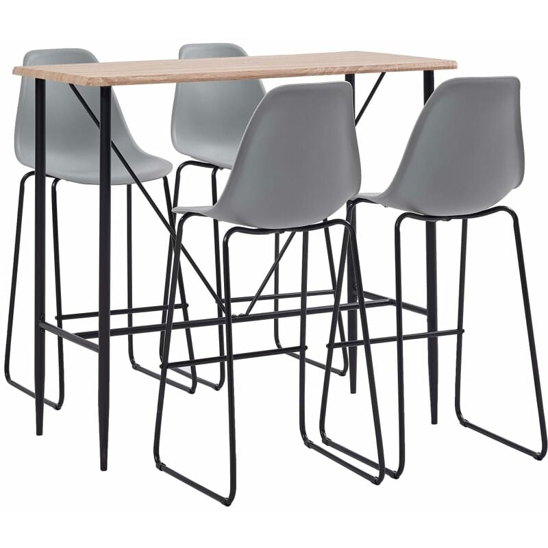 

Juego de mesa alta y taburetes 5 piezas plástico gris