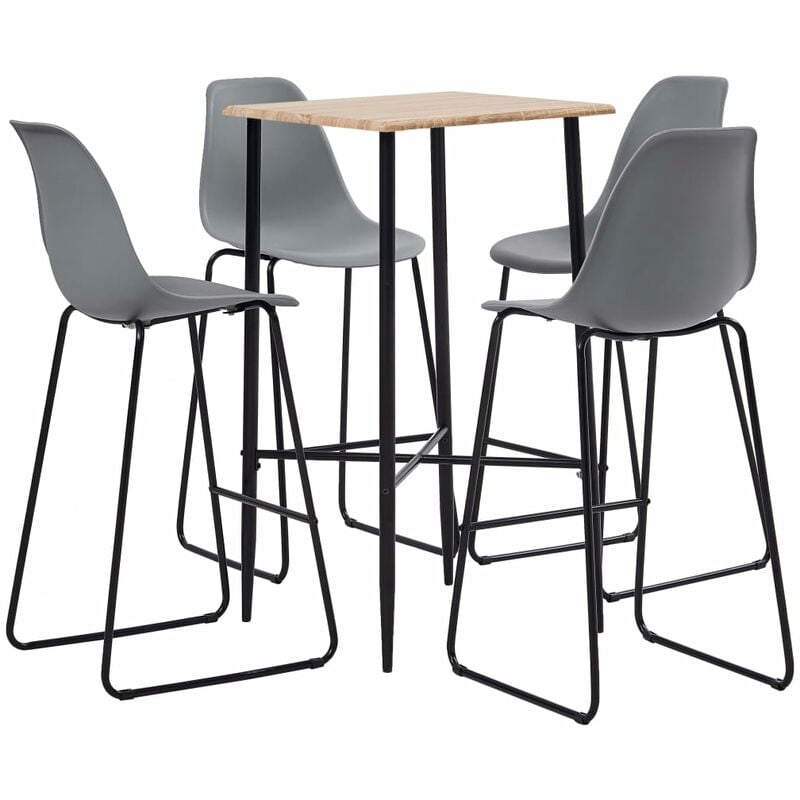 

Juego de mesa alta y taburetes 5 piezas plástico gris