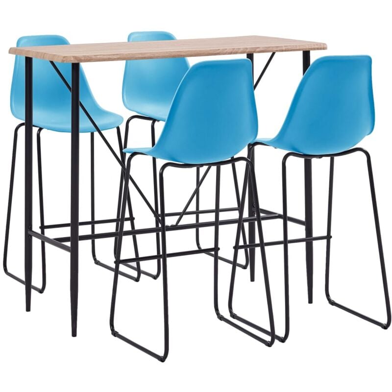 

Juego de Mesa Alta y Taburetes 5 Piezas Plástico Azul - Azul - Vidaxl