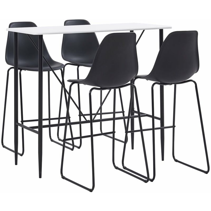 

Happyshopping - Juego de mesa alta y taburetes 5 piezas plastico negro