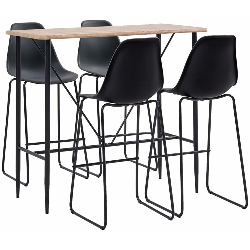 

Juego de mesa alta y taburetes 5 piezas plastico negro