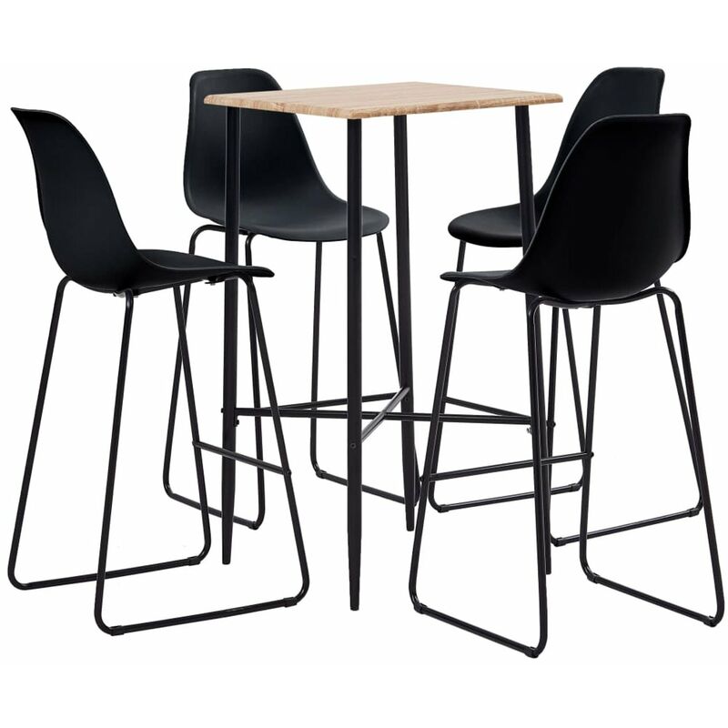 

Juego de mesa alta y taburetes 5 piezas plastico negro