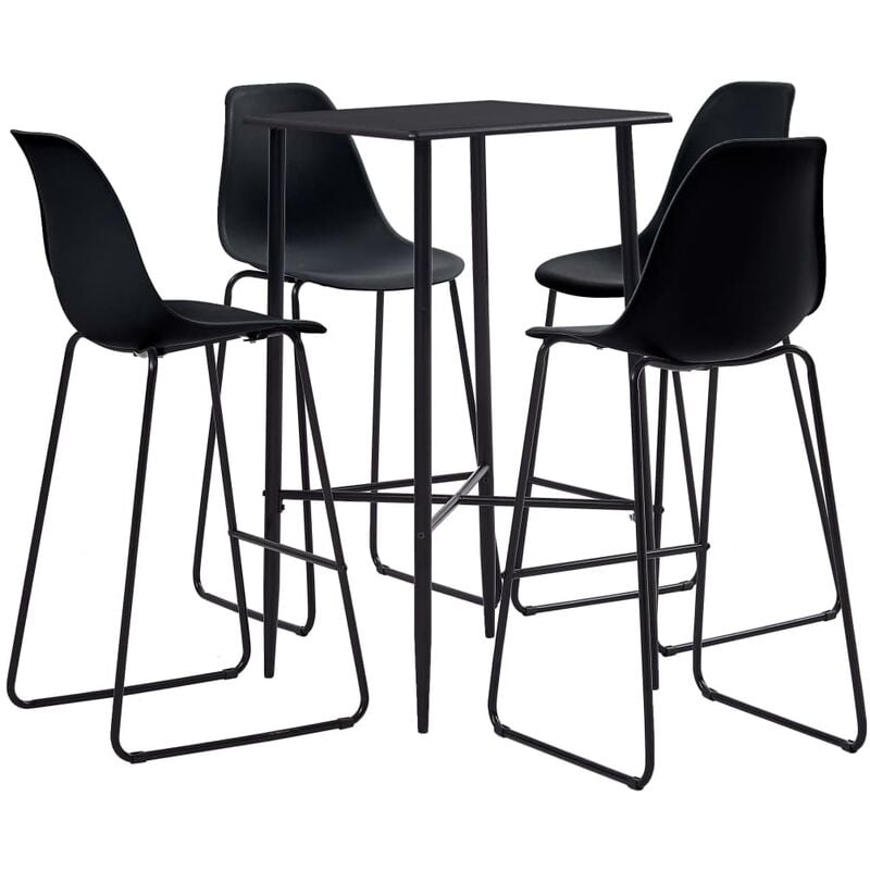

Juego de mesa alta y taburetes 5 piezas plástico negro