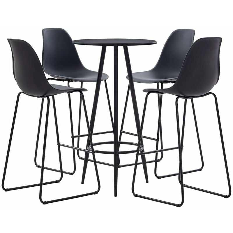 

Juego de mesa alta y taburetes 5 piezas plastico negro