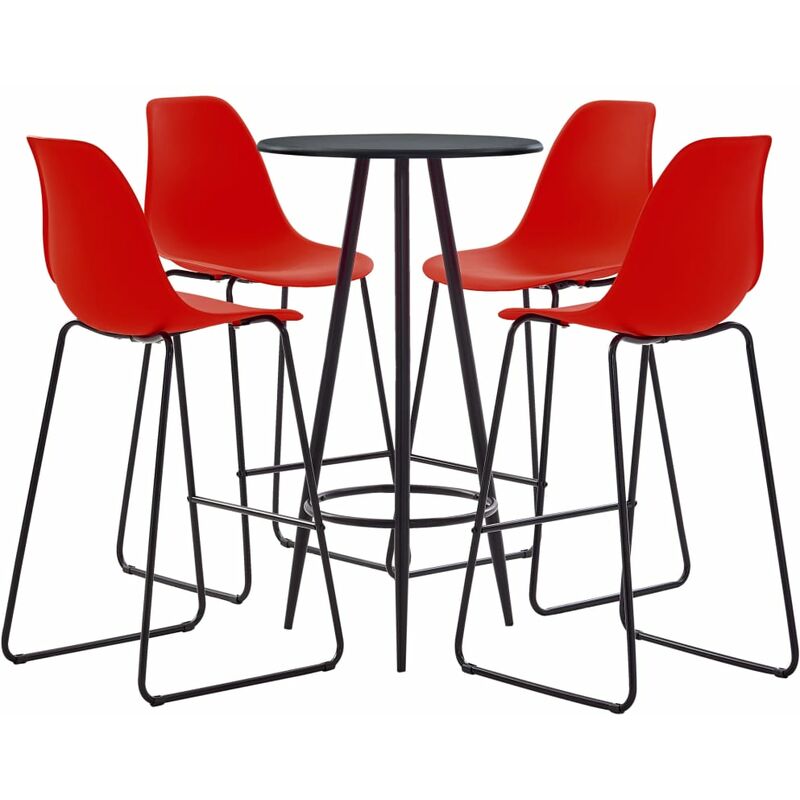 

Juego de mesa alta y taburetes 5 piezas plástico rojo