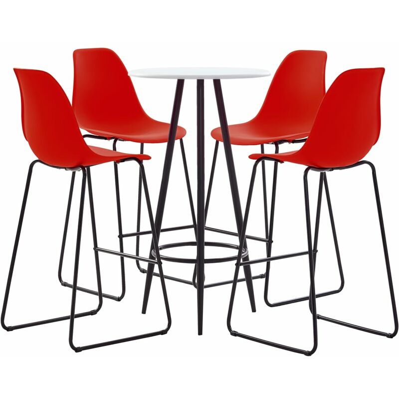 

Juego de mesa alta y taburetes 5 piezas plástico rojo