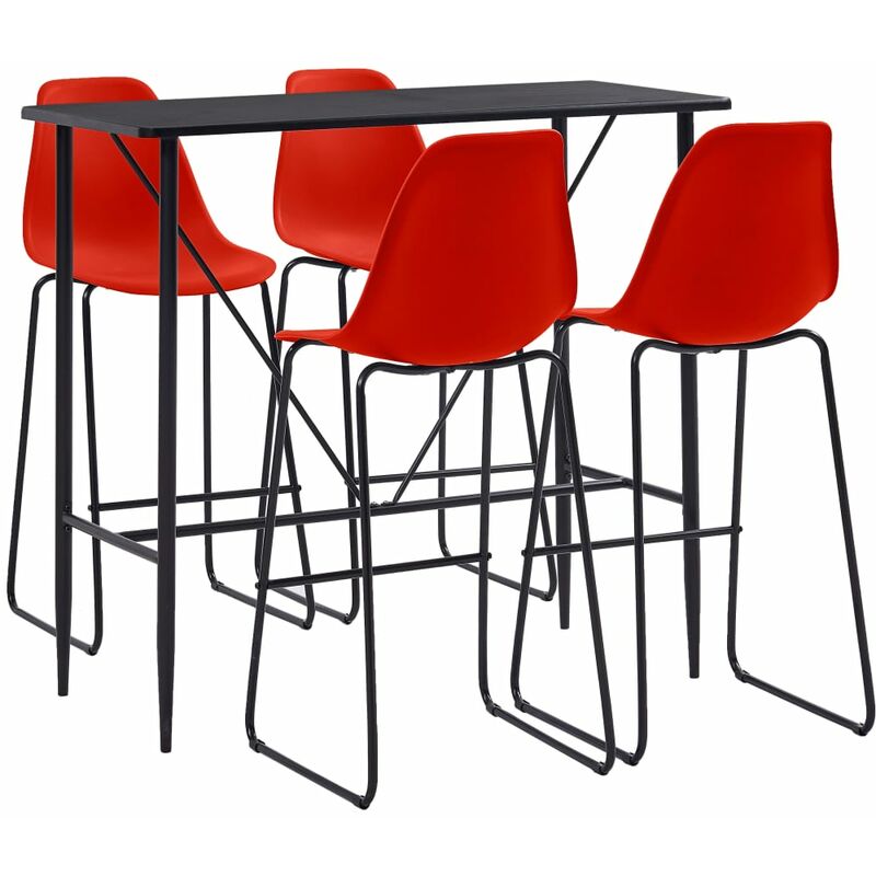 

Juego de mesa alta y taburetes 5 piezas plástico rojo