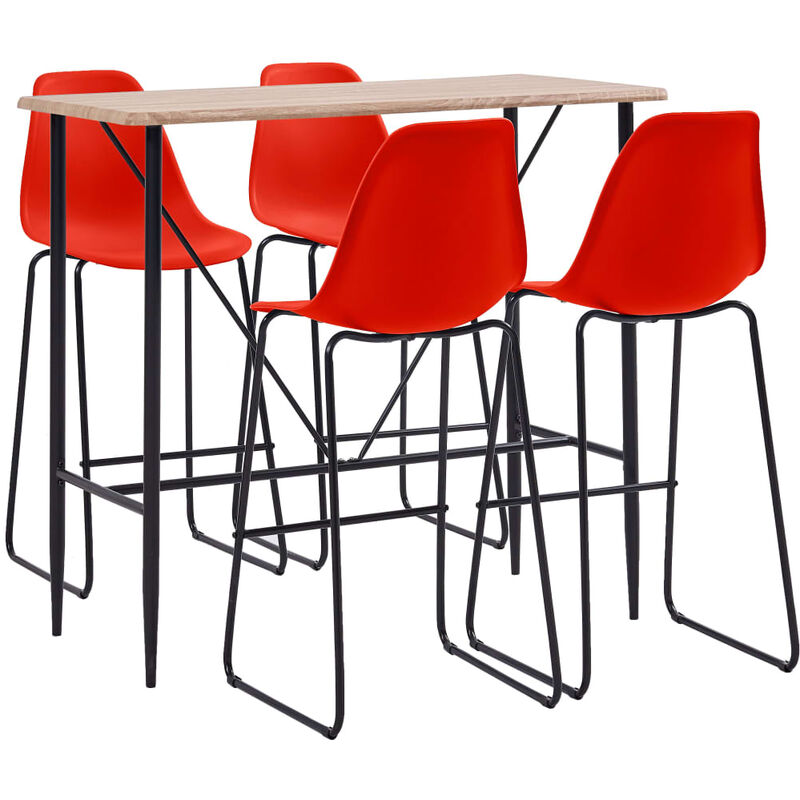 

Juego de mesa alta y taburetes 5 piezas plástico rojo