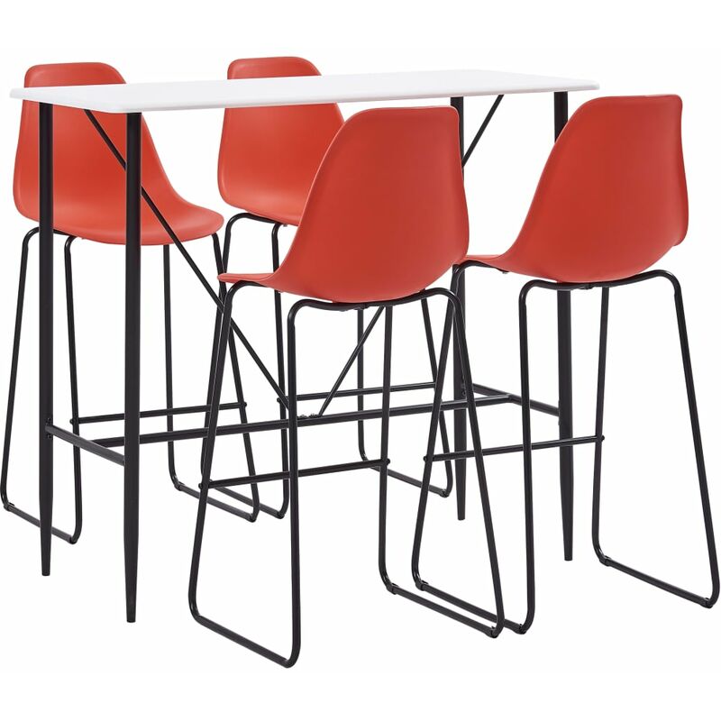 

Juego de mesa alta y taburetes 5 piezas plástico rojo