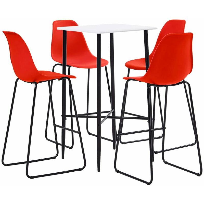 

Juego de mesa alta y taburetes 5 piezas plástico rojo