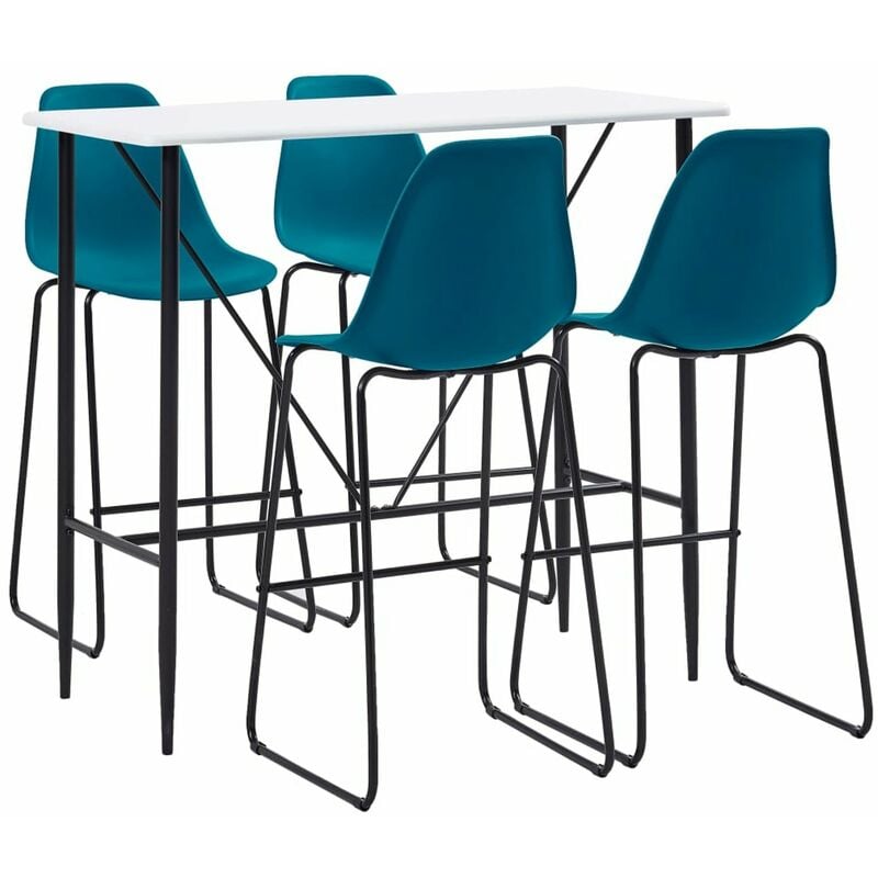 

Juego de mesa alta y taburetes 5 piezas plastico turquesa