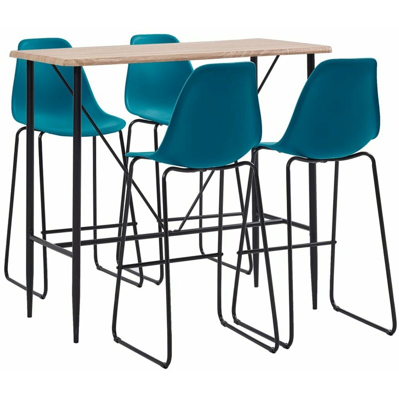 

Juego de mesa alta y taburetes 5 piezas plastico turquesa