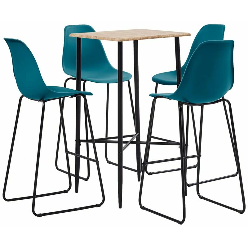 

Happyshopping - Juego de mesa alta y taburetes 5 piezas plastico turquesa