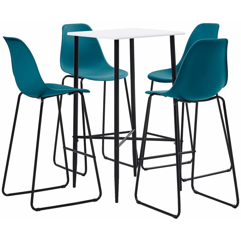 

Juego de mesa alta y taburetes 5 piezas plástico turquesa
