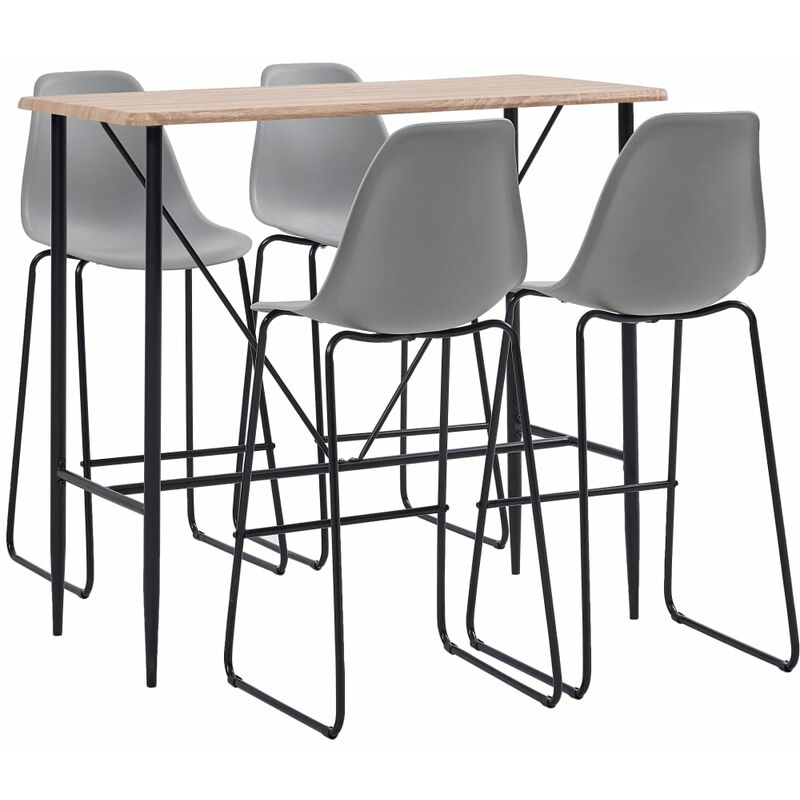 

Juego de mesa alta y taburetes 5 piezas plástico gris - Gris