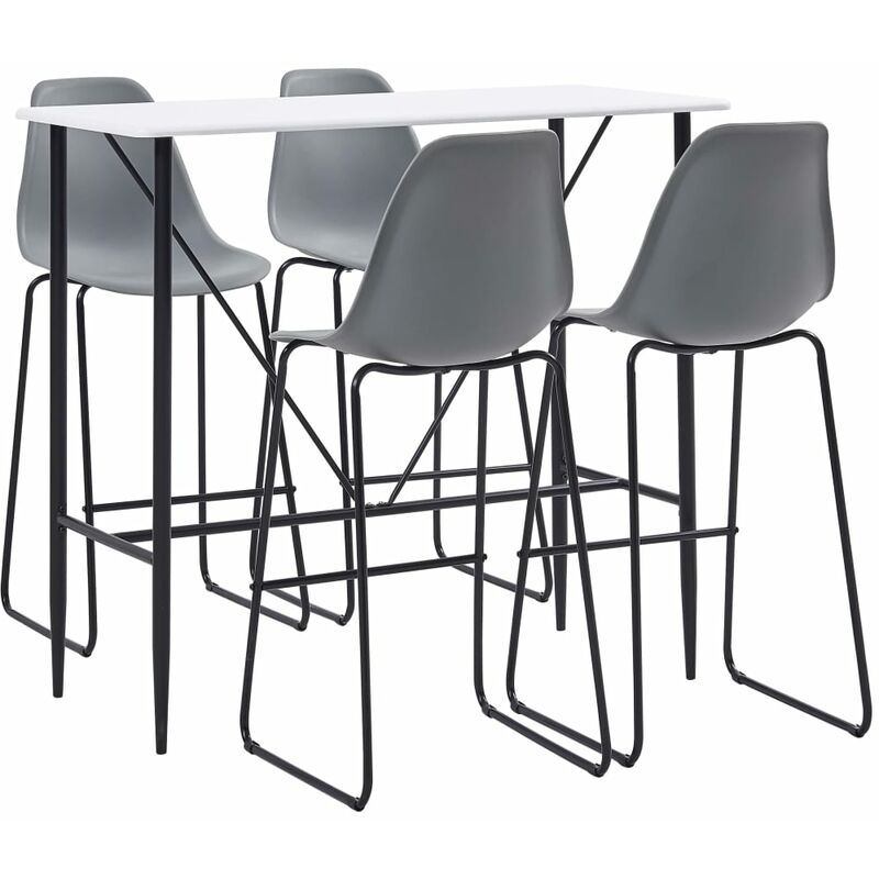 

Juego de mesa alta y taburetes 5 piezas plástico gris - Gris