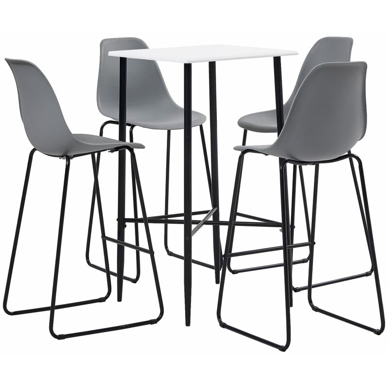 

Juego de mesa alta y taburetes 5 piezas plástico gris - Gris