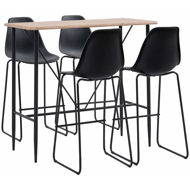 

Juego de mesa alta y taburetes 5 piezas plástico negro - Negro