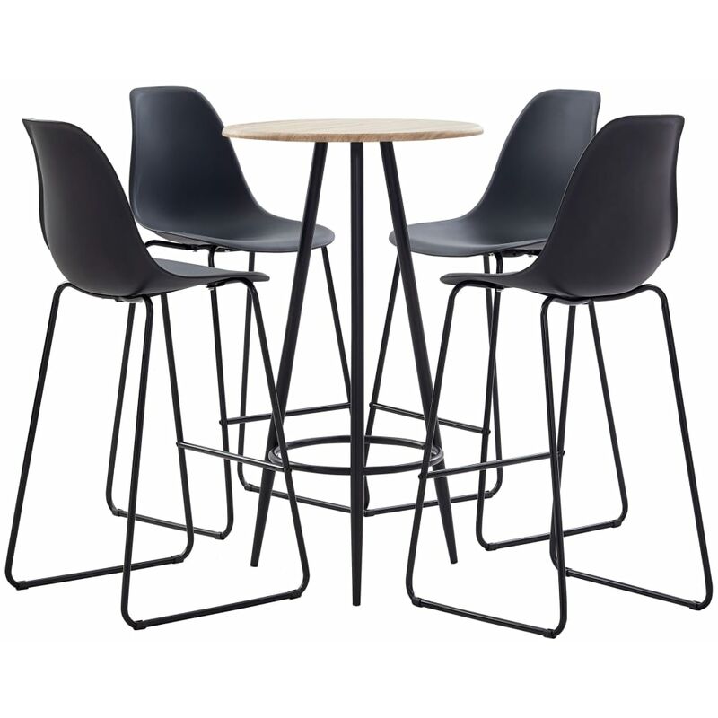 

Youthup - Juego de mesa alta y taburetes 5 piezas plástico negro - Negro