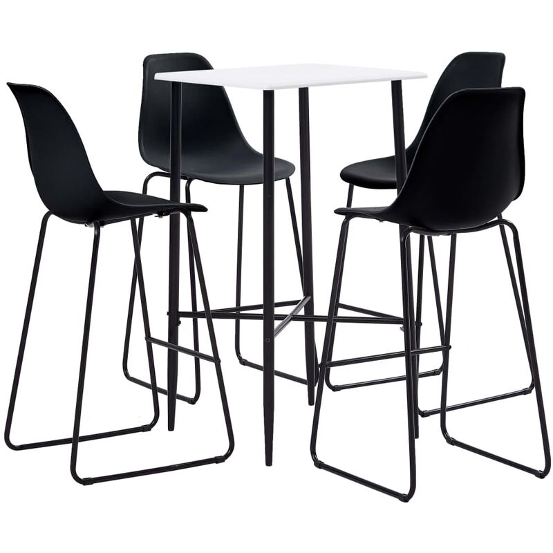 

Juego de mesa alta y taburetes 5 piezas plástico negro - Negro