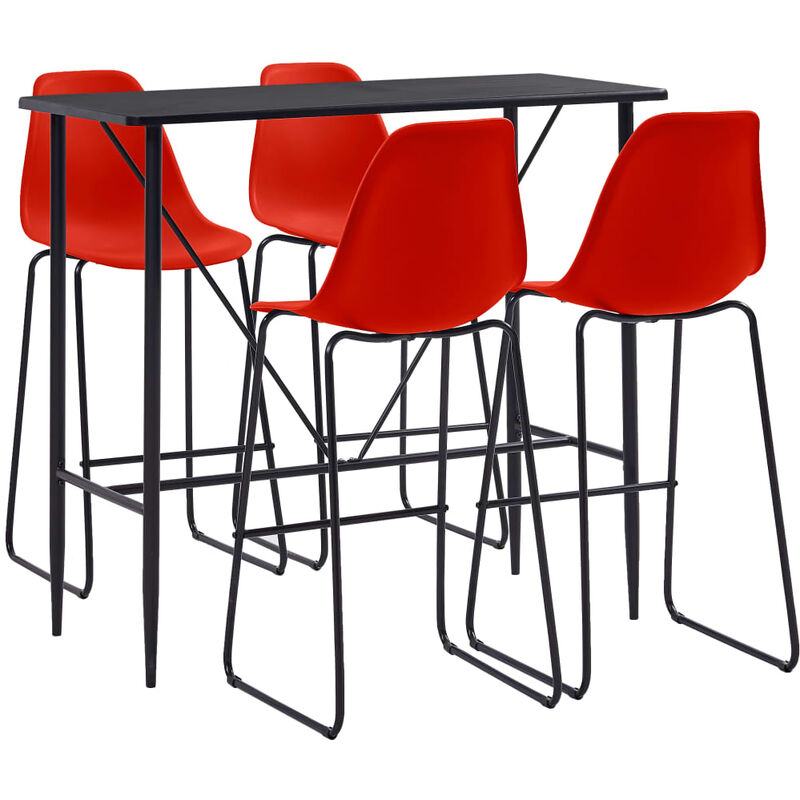 

Juego de mesa alta y taburetes 5 piezas plástico rojo - Rojo