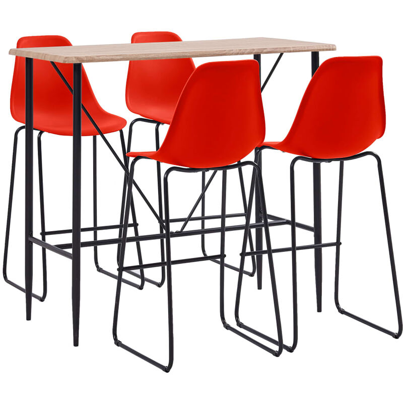 

Juego de mesa alta y taburetes 5 piezas plástico rojo - Rojo