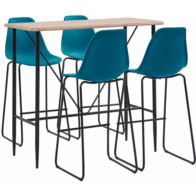 

Juego de mesa alta y taburetes 5 piezas plástico turquesa - Turquesa