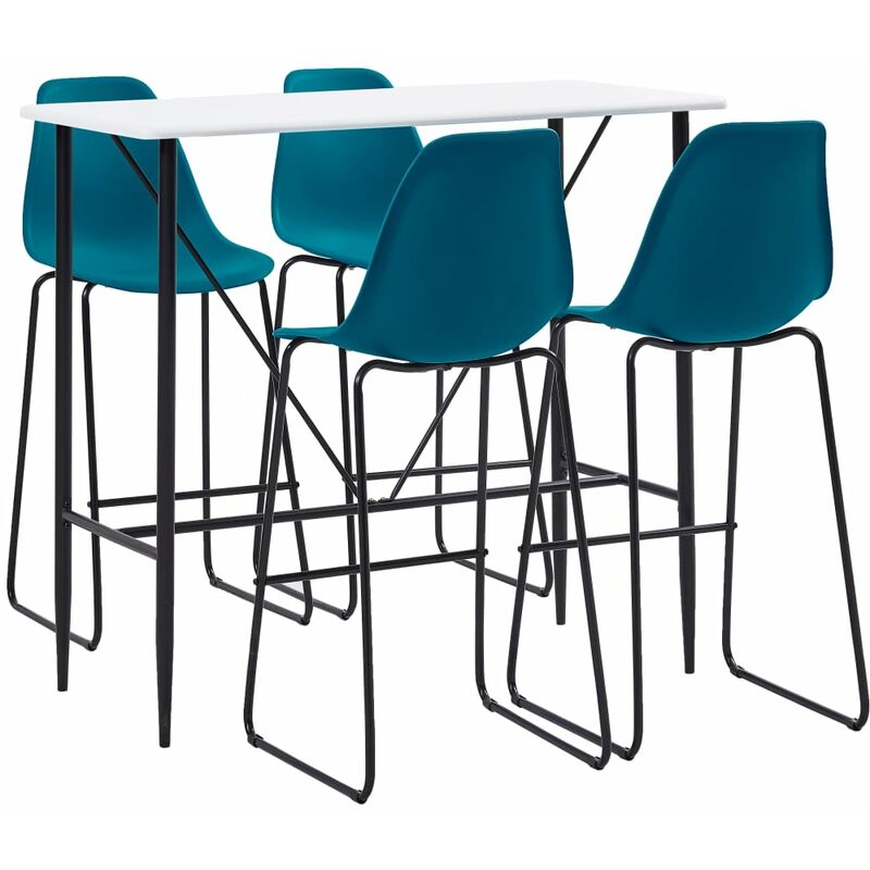 

Juego de mesa alta y taburetes 5 piezas plástico turquesa - Turquesa