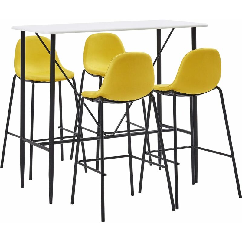 

Juego de mesa alta y taburetes 5 piezas tela amarillo