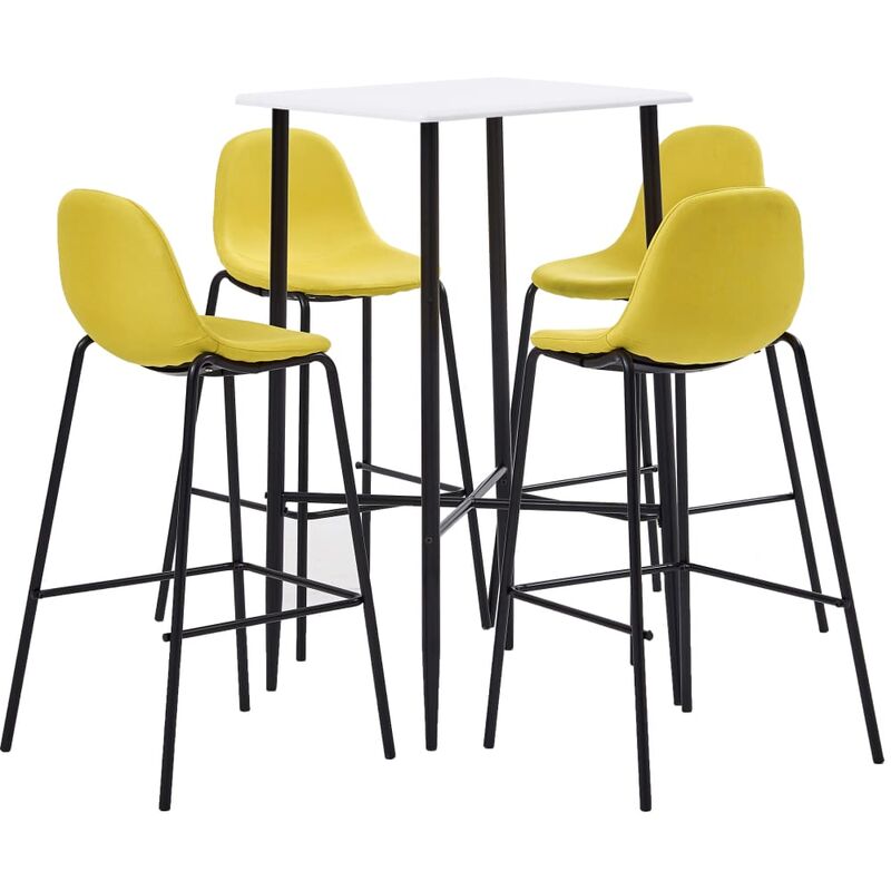 

Juego de mesa alta y taburetes 5 piezas tela amarillo