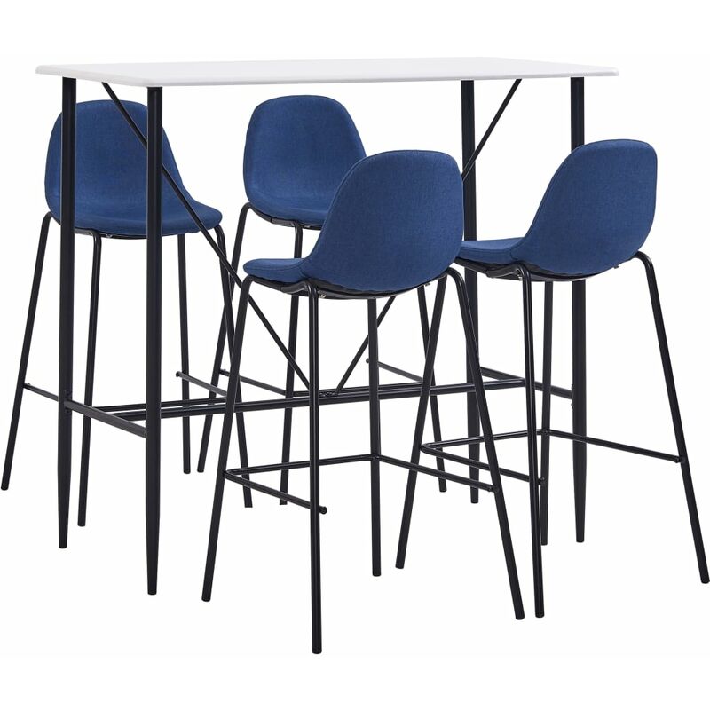 

Rogal Home&Deco Juego de mesa alta y taburetes 5 piezas tela azul