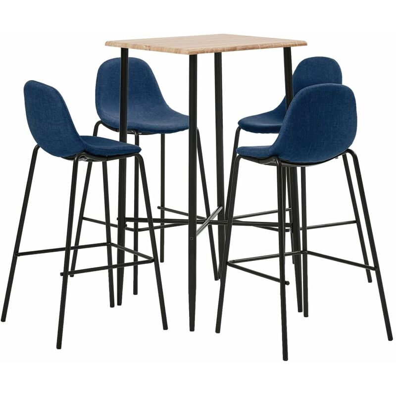 

Rogal Home&Deco Juego de mesa alta y taburetes 5 piezas tela azul