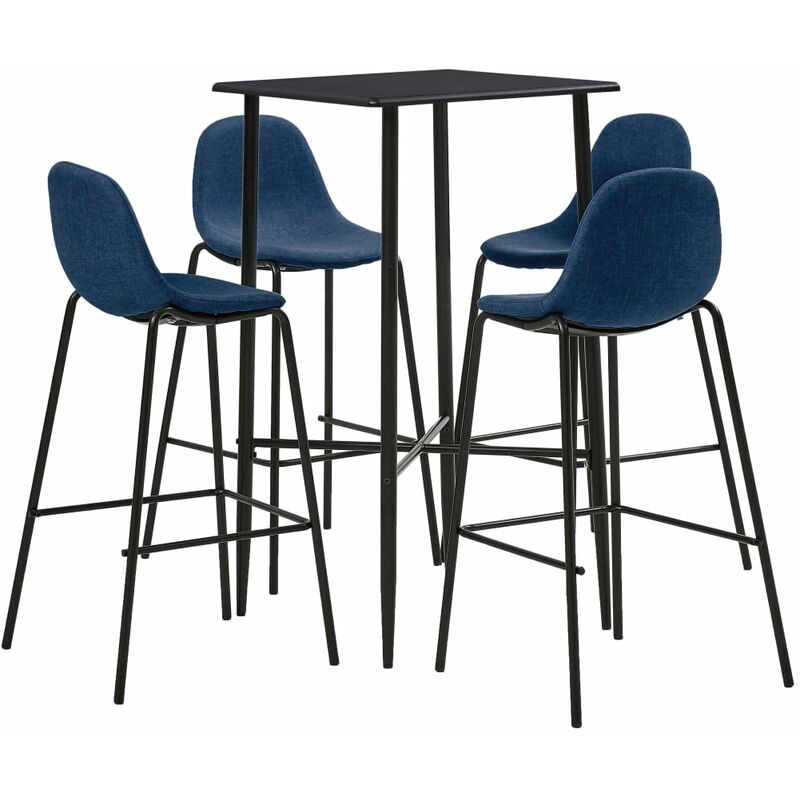 

Juego de mesa alta y taburetes 5 piezas tela azul