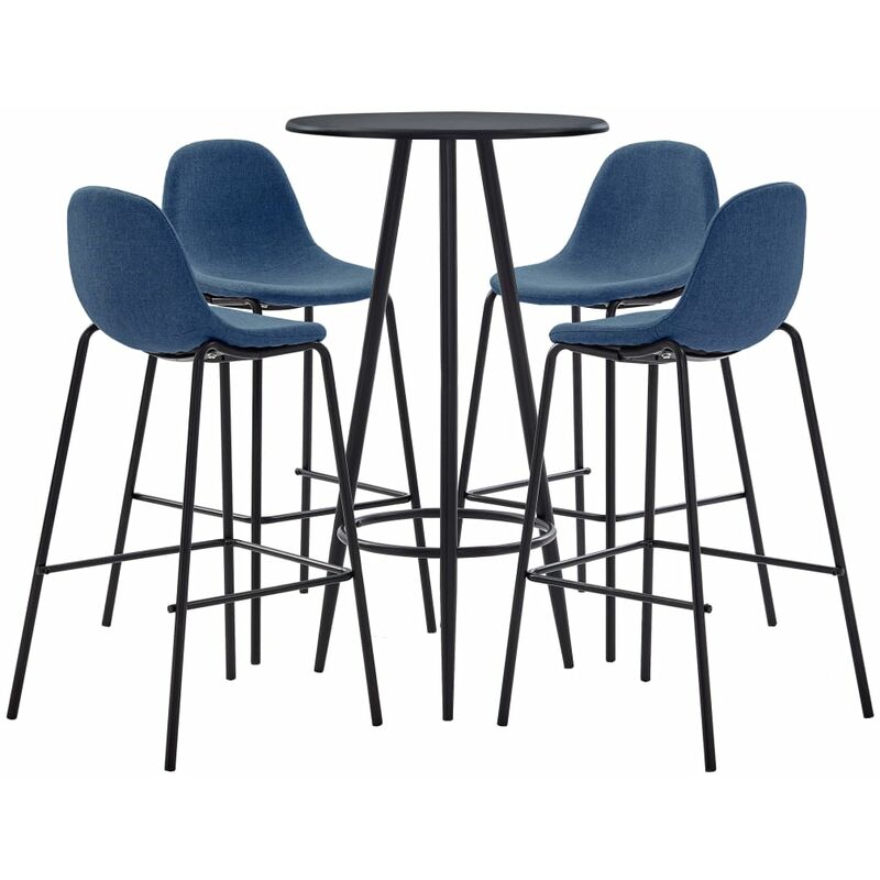 

Juego de mesa alta y taburetes 5 piezas tela azul