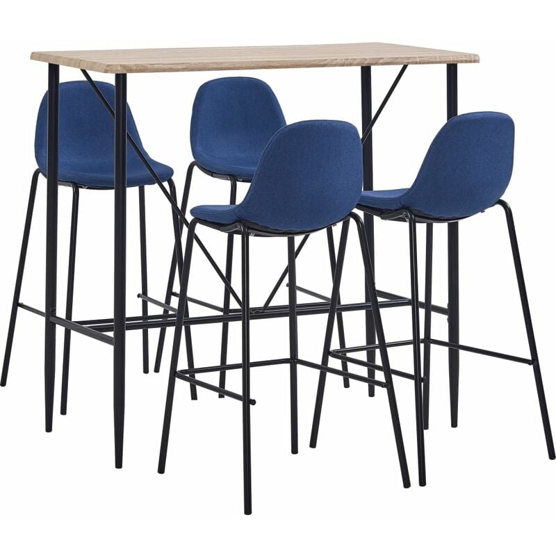 

Juego de mesa alta y taburetes 5 piezas tela azul