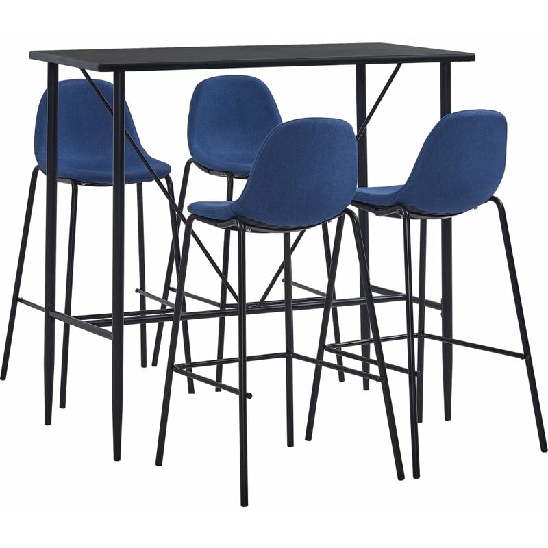 

Juego de mesa alta y taburetes 5 piezas tela azul
