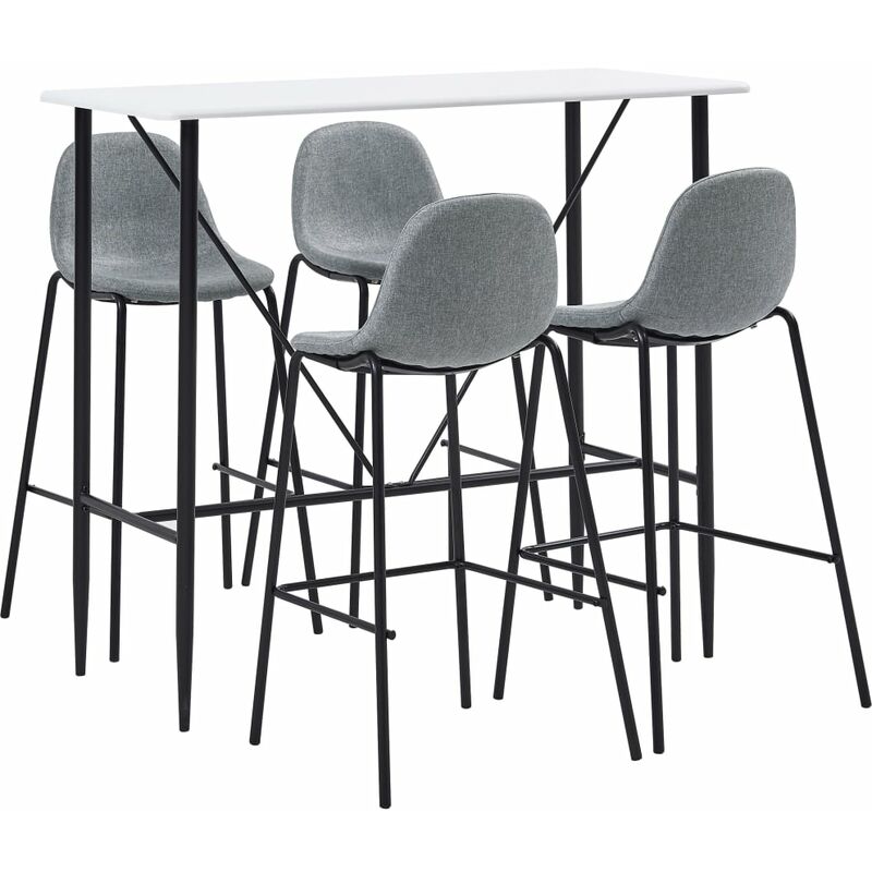 

Juego de Mesa Alta y Taburetes 5 Piezas Tela Gris Claro - Gris - Vidaxl