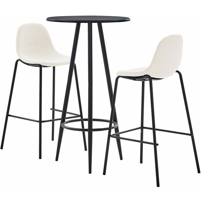 

vidaXL Juego de Mesa Alta y Taburetes Tela 3 Piezas Crema - Crema