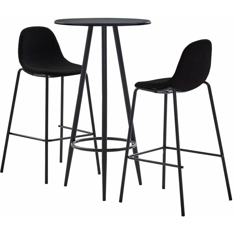 

Juego de Mesa Alta y Taburetes Tela 3 Piezas Negro - Negro - Vidaxl