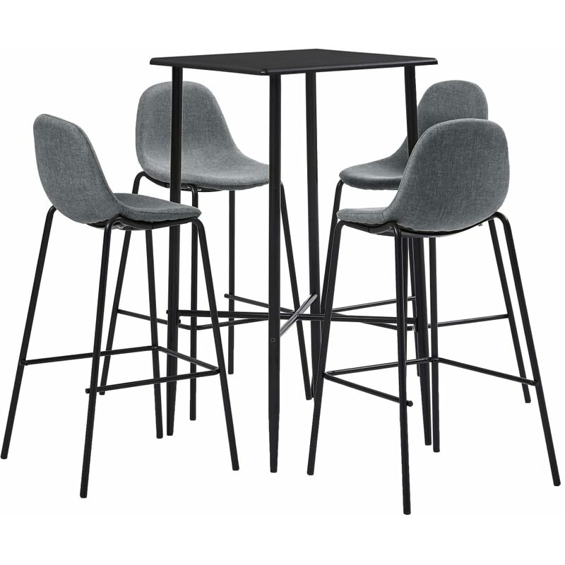 

Rogal Home&Deco Juego de mesa alta y taburetes 5 piezas tela gris claro
