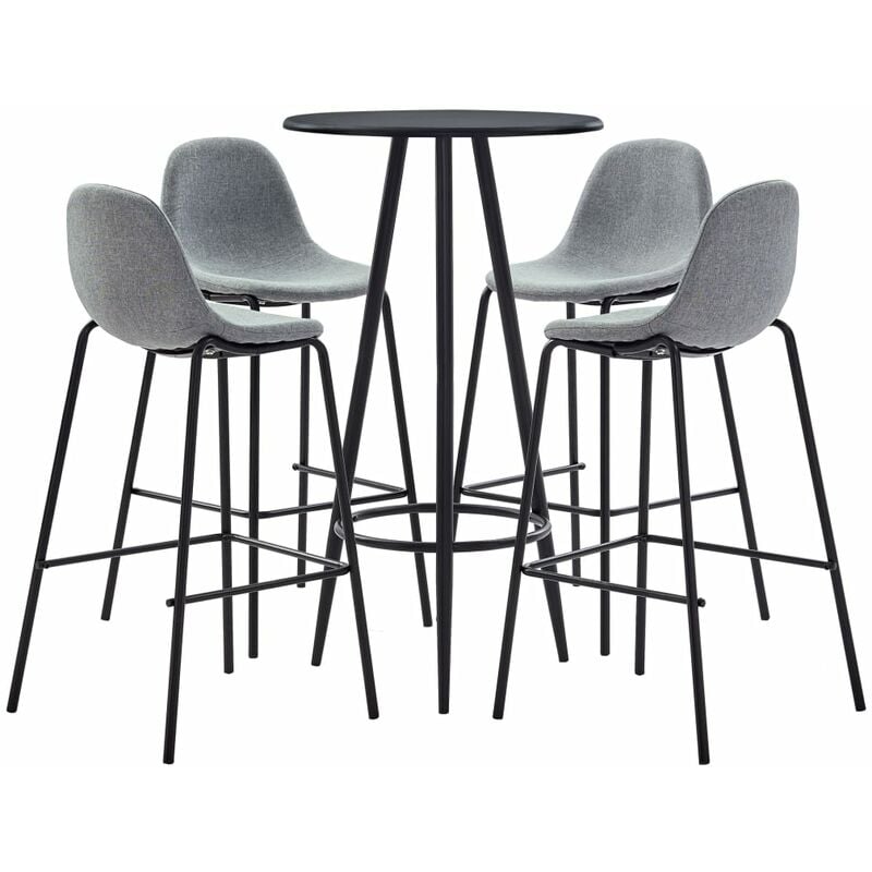 

Juego de mesa alta y taburetes 5 piezas tela gris claro