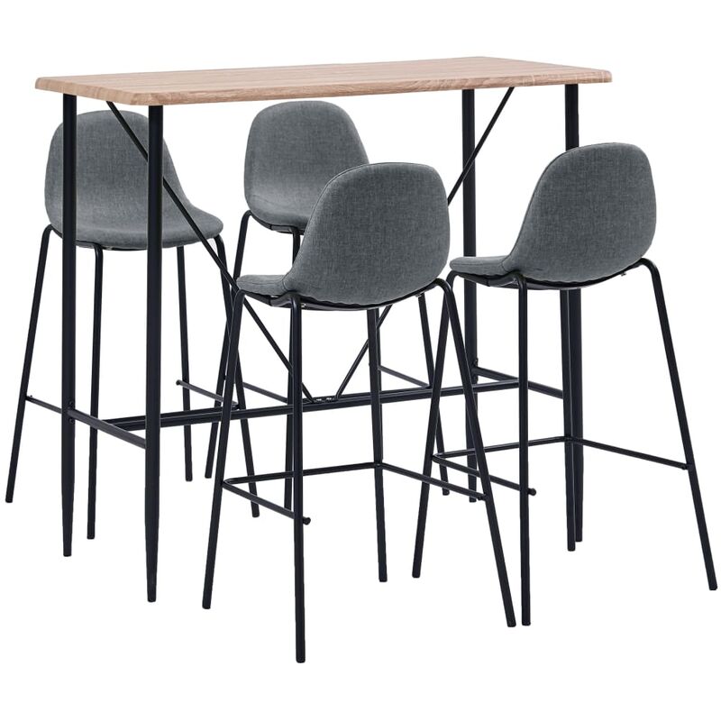

Juego de mesa alta y taburetes 5 piezas tela gris claro