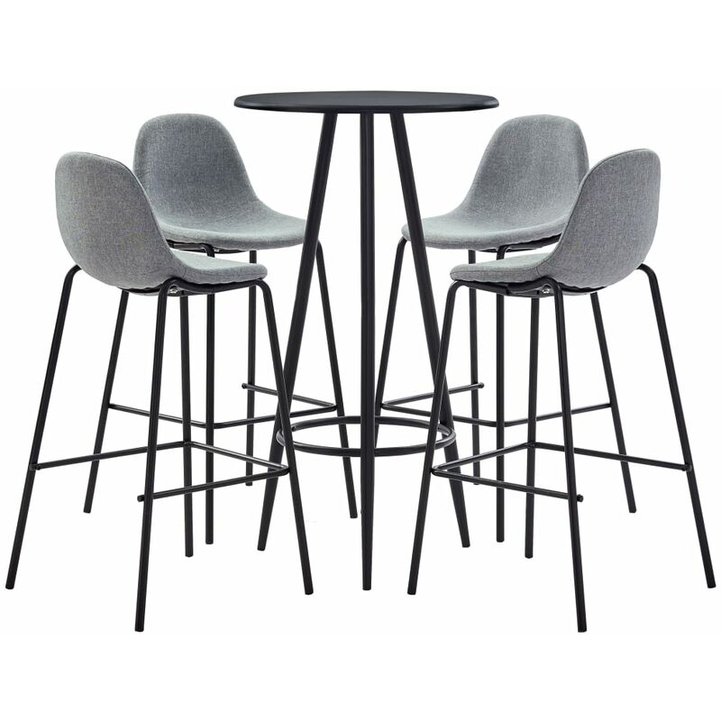 

Juego de mesa alta y taburetes 5 piezas tela gris claro - Gris