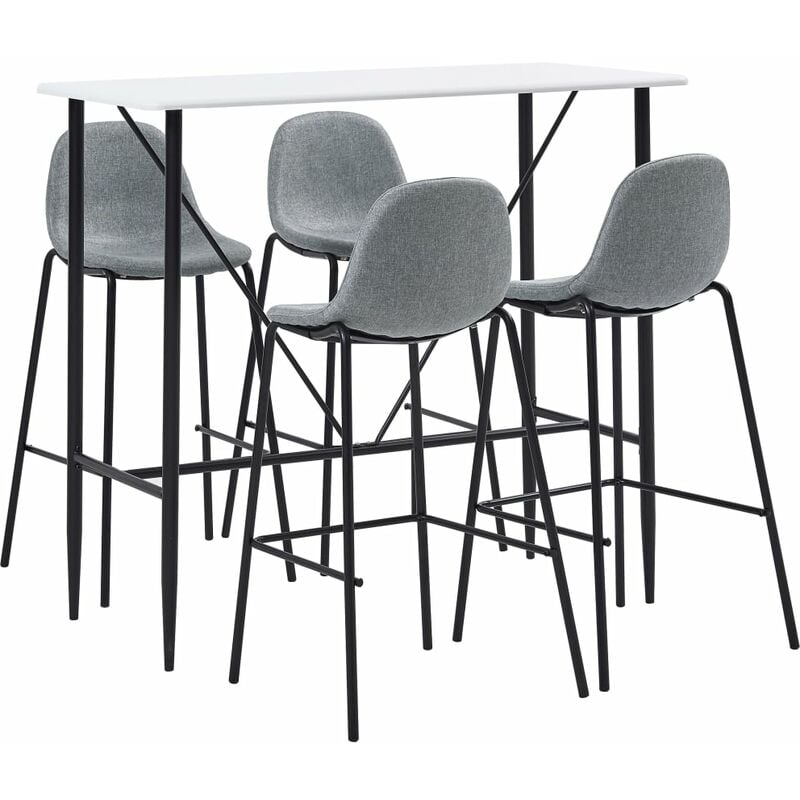 

Youthup - Juego de mesa alta y taburetes 5 piezas tela gris claro - Gris