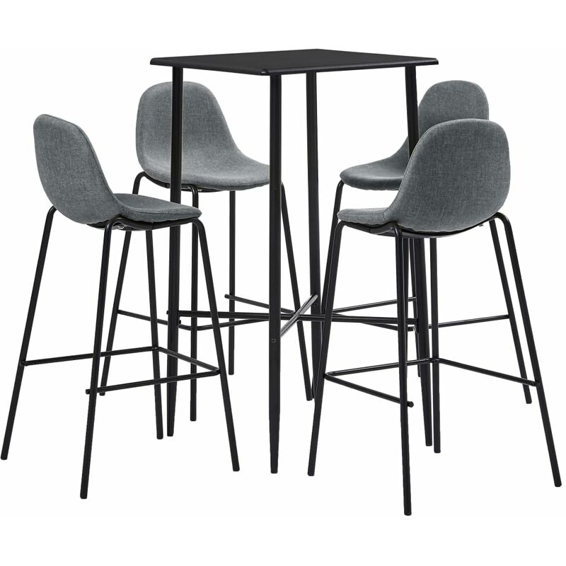 

Juego de mesa alta y taburetes 5 piezas tela gris claro - Gris