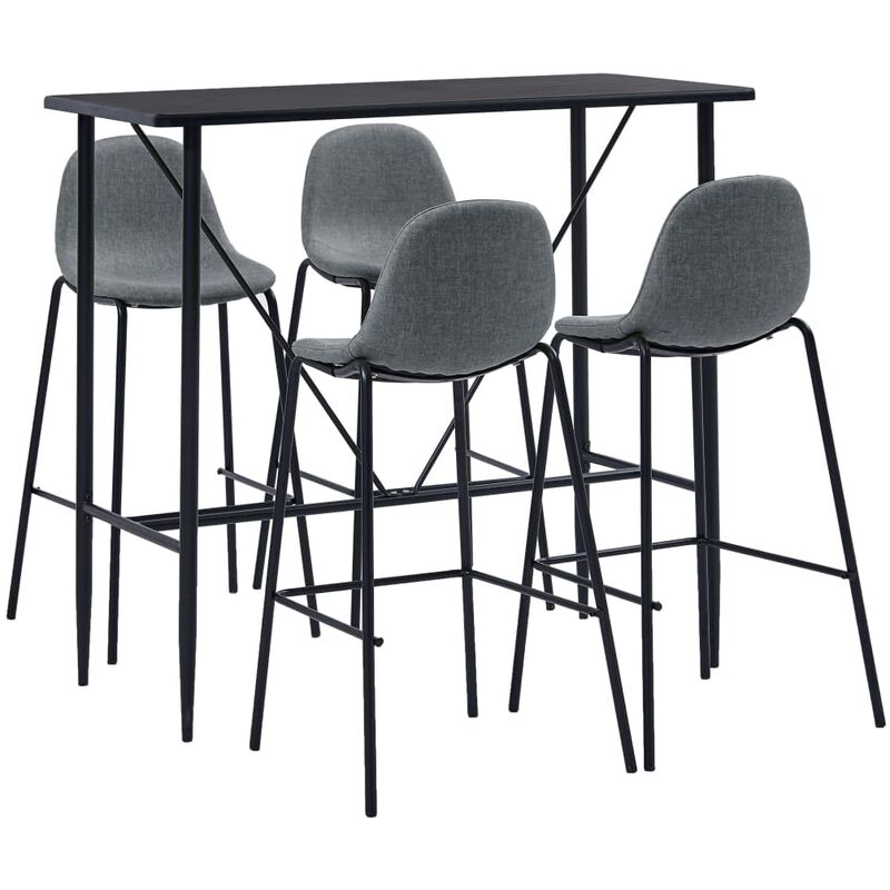 

Youthup - Juego de mesa alta y taburetes 5 piezas tela gris claro - Gris