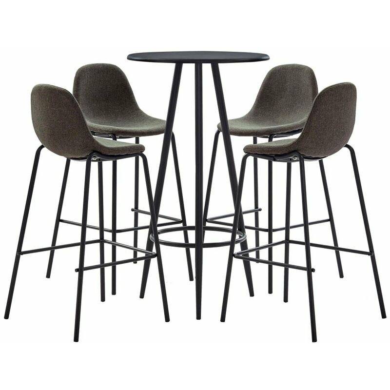 

Juego de mesa alta y taburetes 5 piezas tela gris oscuro