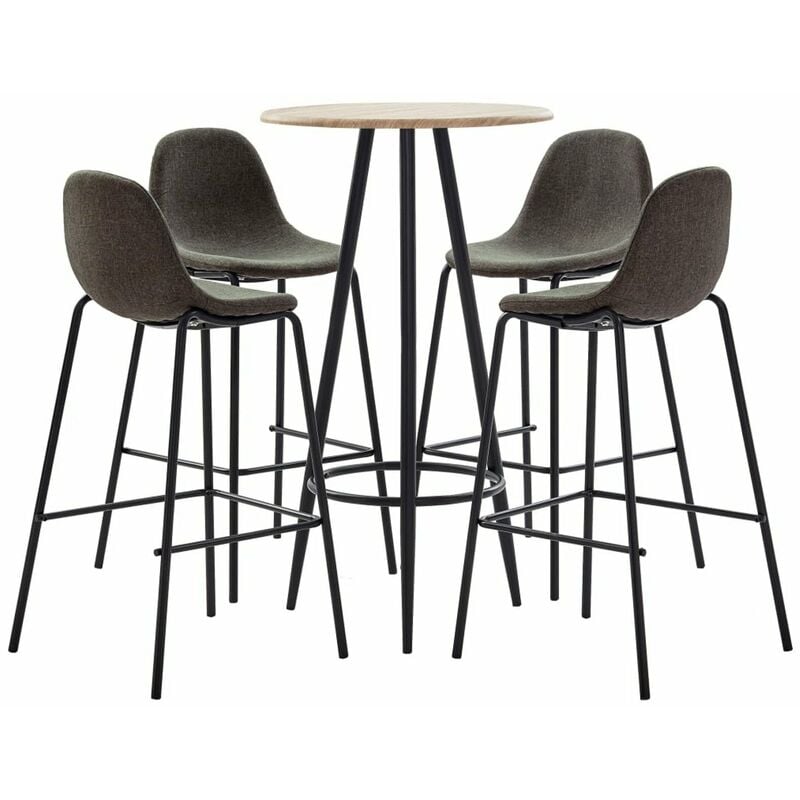 

Juego de mesa alta y taburetes 5 piezas tela gris oscuro