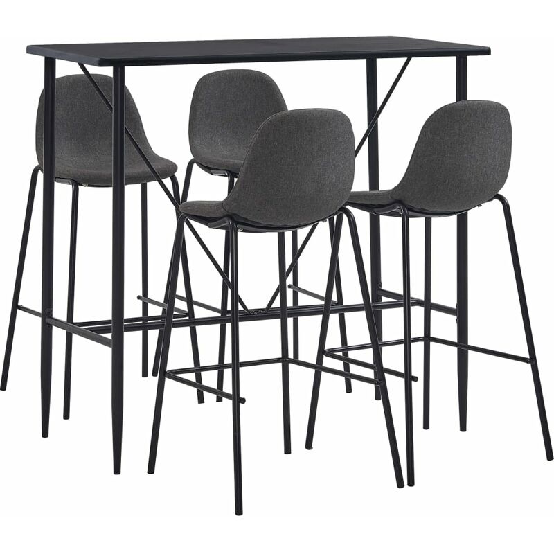 

Rogal Home&Deco Juego de mesa alta y taburetes 5 piezas tela gris oscuro